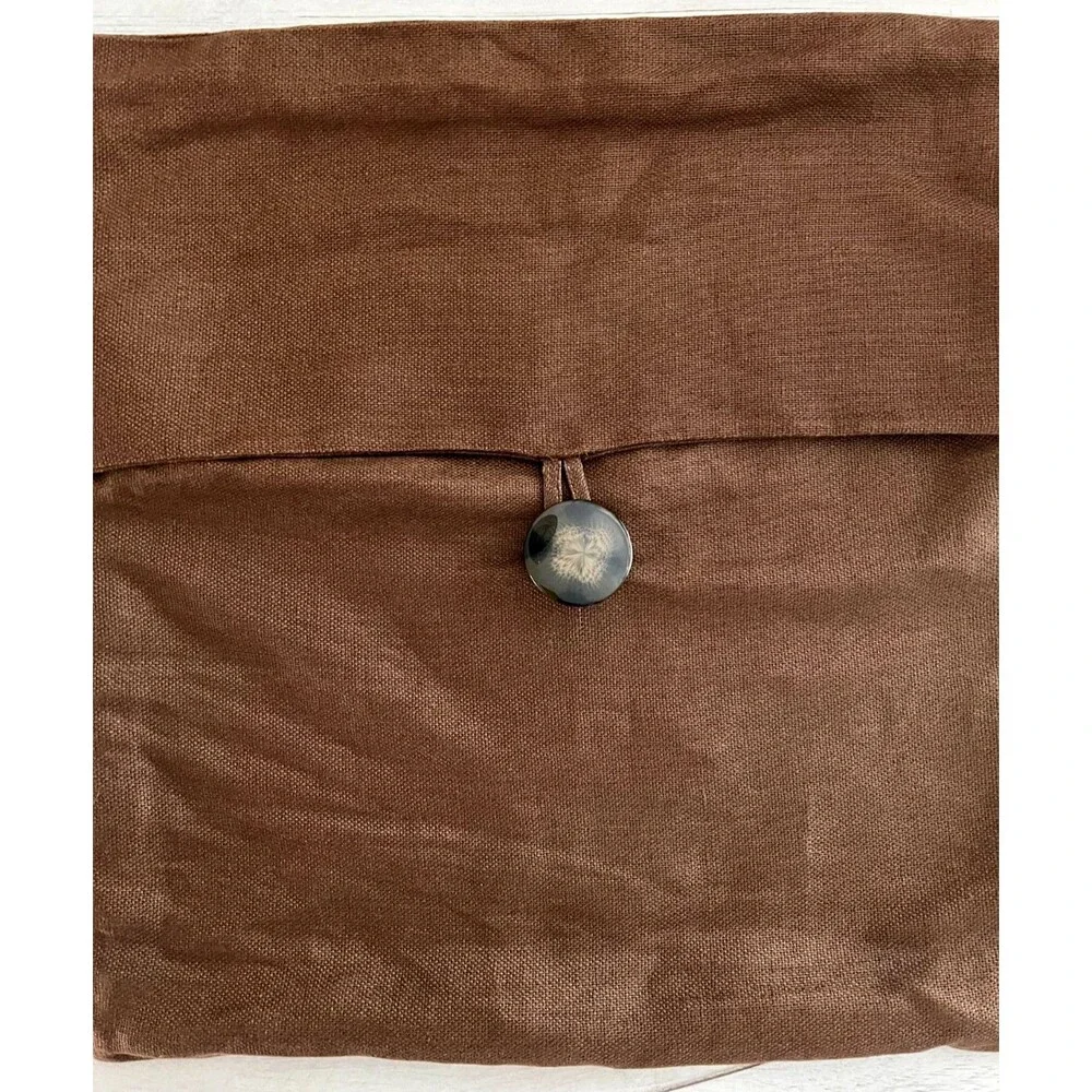 Pottery Barn Brown Decorative Accent Pillow Covers with Button Closure (Pair)